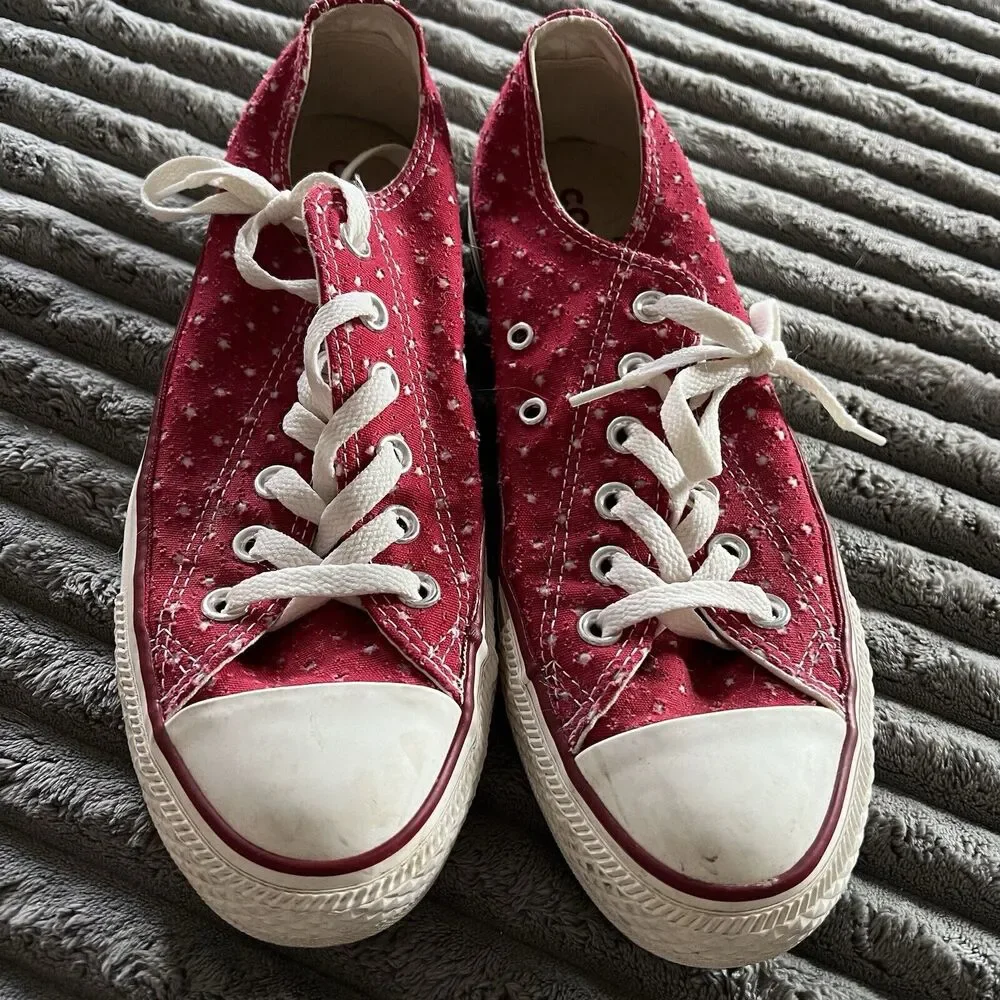 Converse All Star Red Canvas Sneaker Women Size 8 - Picture 1 of 8